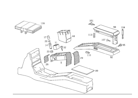 Ashtray and Storage Box, Bottom for 1991 Mercedes-Benz 500SL #1