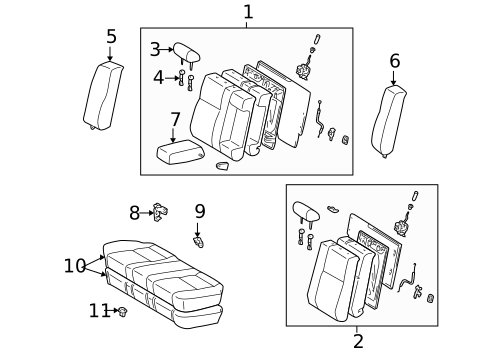 Rear Seat Components for 1999 Toyota Camry #0