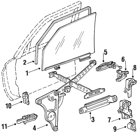 Glass - Front Door for 1991 Mercedes-Benz 350SD #0