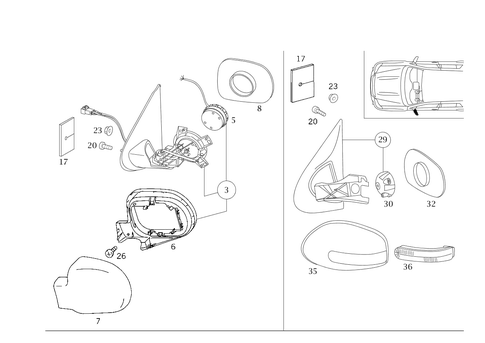 Outside Rear View Mirror, on the Left for 2003 Mercedes-Benz ML55 AMG #1