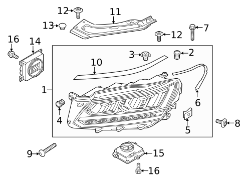 Headlamp Components for 2019 Volkswagen Passat #1
