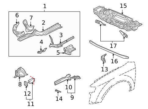Structural Components & Rails for 2004 Audi A4 Quattro #0