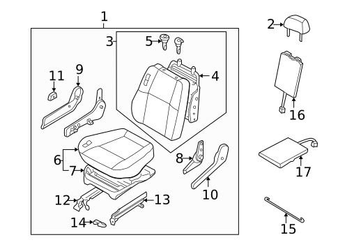 Front Seat Components for 1996 Nissan Pathfinder #1