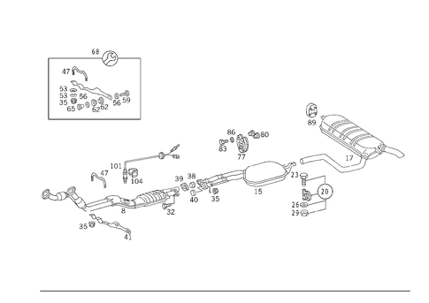 Exhaust System on Gasoline Vehicles for 1988 Mercedes-Benz 300TE #4