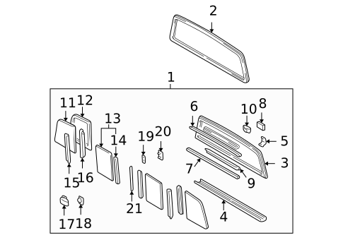 Glass & Hardware - Back for 2004 Toyota Tacoma #0