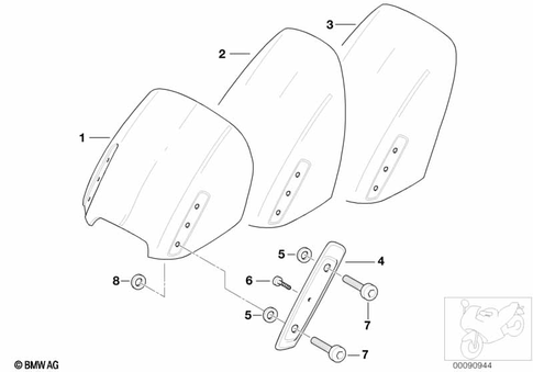Motorcycle Trim Section, Windshield for 2001 BMW-Motorrad R 1150 RT #8