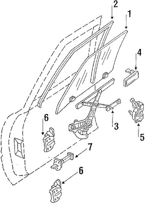 Glass - Front Door for 1984 Nissan Stanza #1