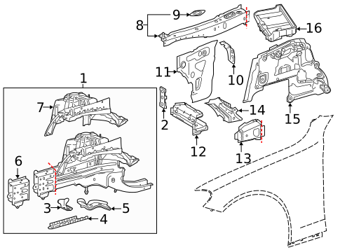 Structural Components & Rails for 2021 Mercedes-Benz C63 AMG #1
