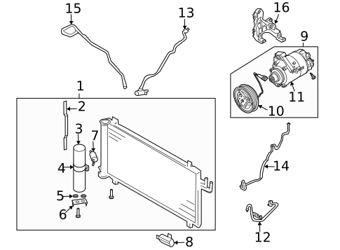 Condenser, Compressor & Lines for 2010 INFINITI M45 #2