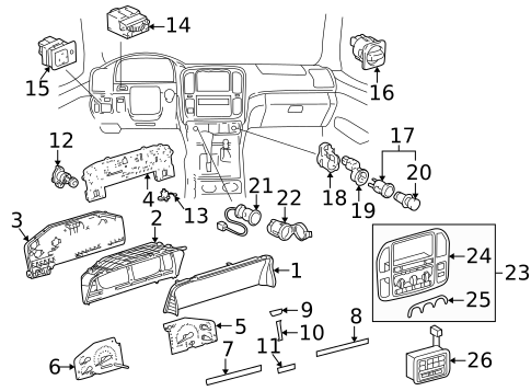 Cluster & Switches for 2000 Lexus LX470 #0