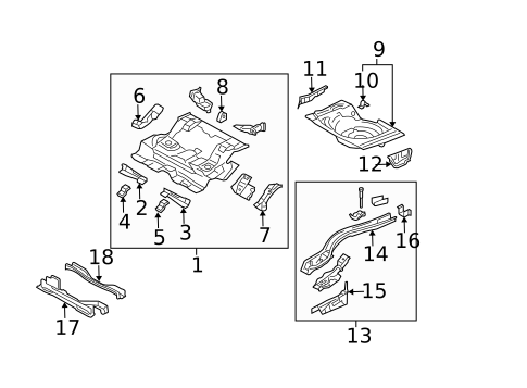 Rear Floor & Rails for 2005 Mazda 6 #1