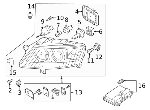 Headlamp Components for 2009 Audi A6 #1