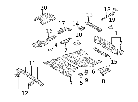 Rear Floor & Rails for 2003 Lexus RX300 #0