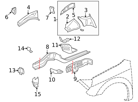Structural Components & Rails for 2008 Saturn Aura #0