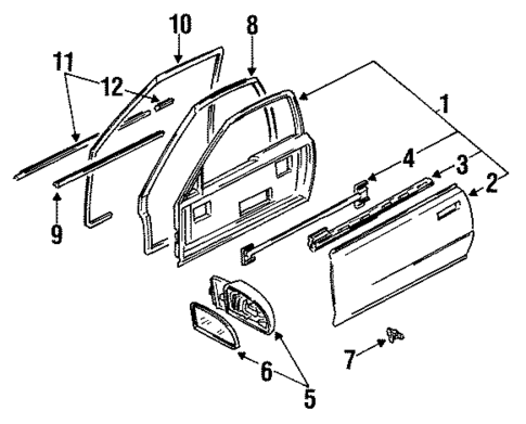 Door & Components for 1992 Honda Prelude #0
