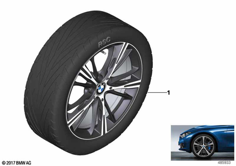 Wheel with Tire Set Summer for 2014 BMW 320iX #3