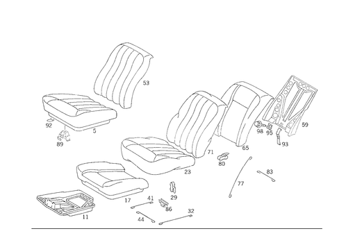 Rear Seat Cushion, Rear Backrest for 1993 Mercedes-Benz 300CE #1