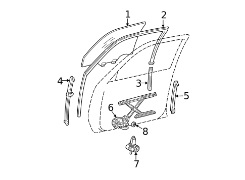 Glass - Front Door for 2006 Toyota Camry #0