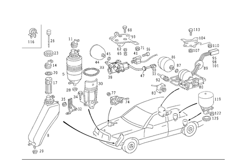 Oil Tank & Valves of Hydraulic System for 1986 Mercedes-Benz 300E #1