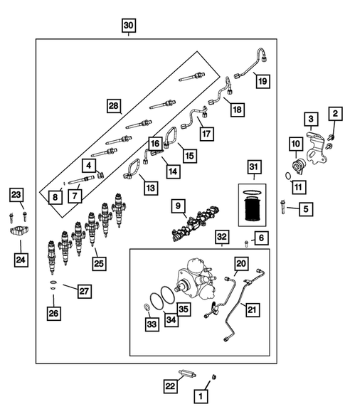 Fuel Rail and Injectors for 2020 Ram 2500 #0