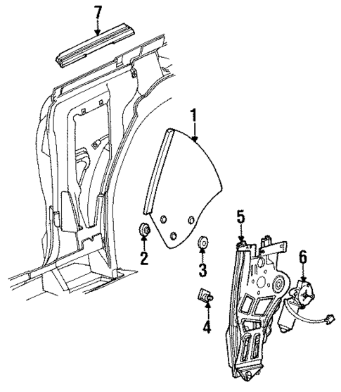 Glass & Hardware for 1996 Ford Mustang #0