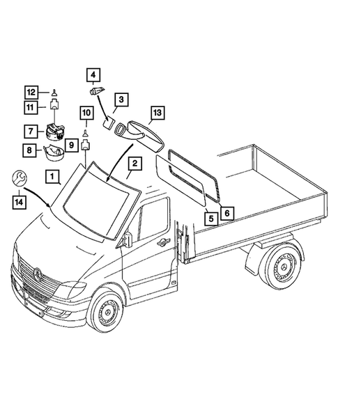Glass and Interior Rear View Mirror for 2009 Dodge Sprinter 3500 #0