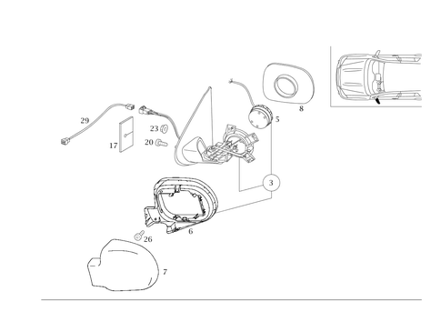 Outside Rear View Mirror, on the Left for 2003 Mercedes-Benz ML55 AMG #0