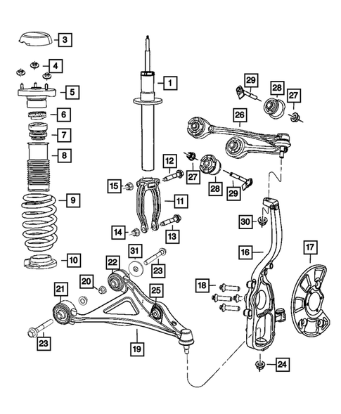 Front Suspension, Strut and Cradle for 2012 Dodge Charger #1