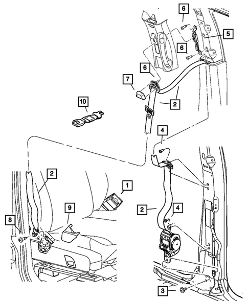 Seat Belts-Front and Rear for 2007 Dodge Durango #0