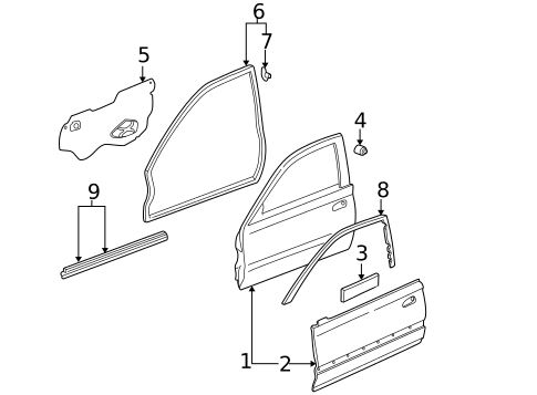 Door & Components for 2005 Honda Civic #1