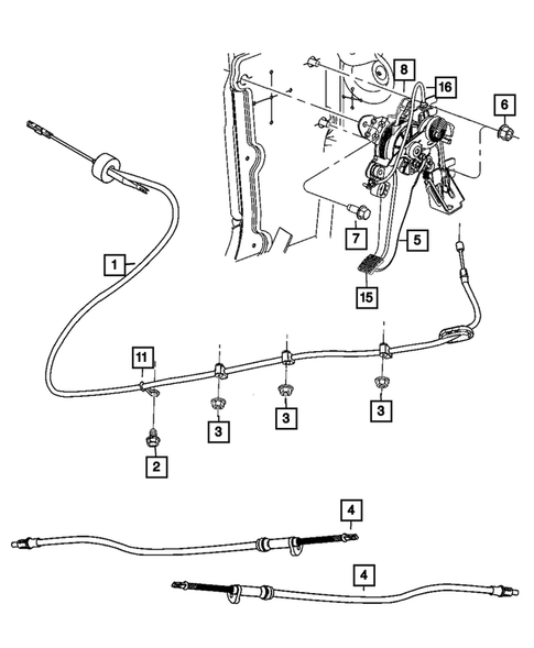 Parking Brake Lever, Cables, and Rear Disc Park Brake Assembly for 2009 Dodge Charger #0
