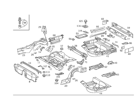 Rear End Floor for 2002 Mercedes-Benz CLK430 #1