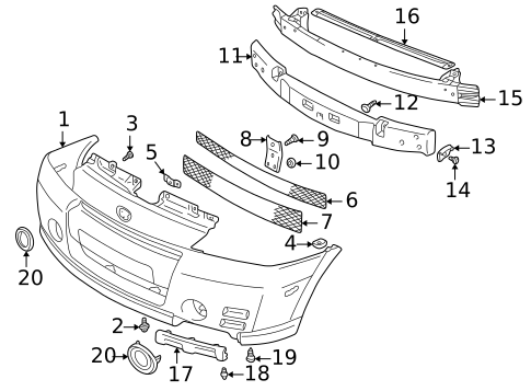 Bumper & Components - Front for 2004 Suzuki Aerio #0