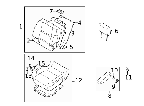 Passenger Seat Components for 2005 Nissan Armada #1