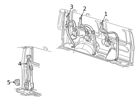 Rear Seat Belts for 1999 Ford E-350 Econoline Club Wagon #0