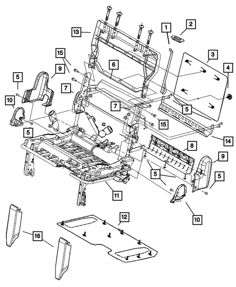 Rear Seats - Third Row - Adjusters, Recliners, Shields and Risers for 2010 Chrysler Town & Country #2