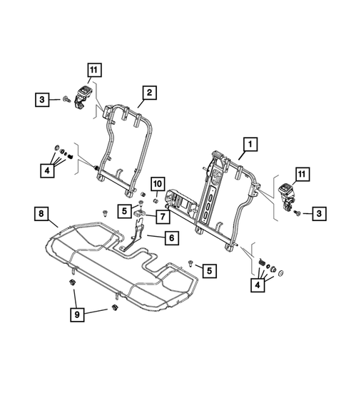 Rear Seats - Second Row - Adjusters, Recliners, Shields and Risers for 2017 Jeep Renegade #1