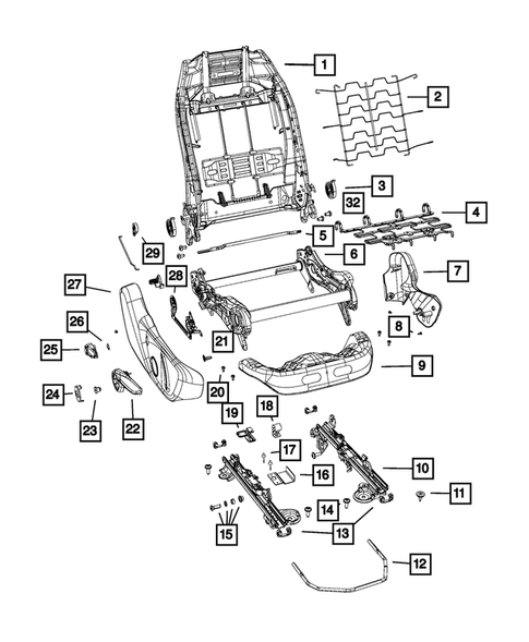 Front Seats - Adjusters, Recliners, Shields and Risers for 2017 Fiat 500X #1