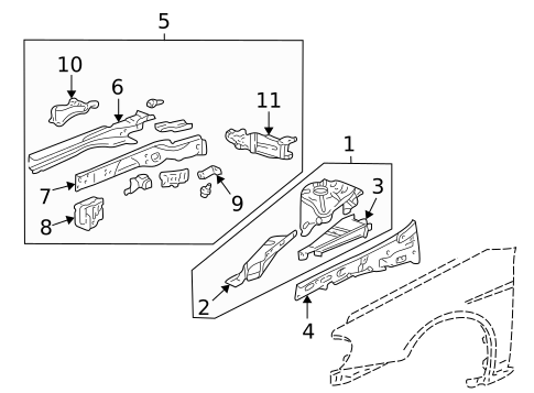 Structural Components & Rails for 2003 Honda Civic #2