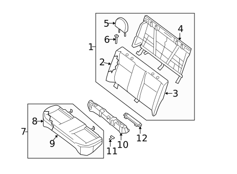 Rear Seat Components for 2010 Nissan Sentra #1