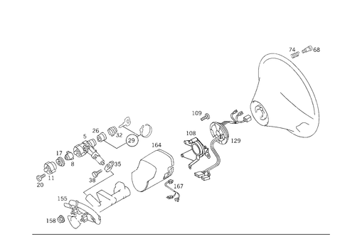 Steering Wheel and Steering Wheel Lock for 1993 Mercedes-Benz 500E #1