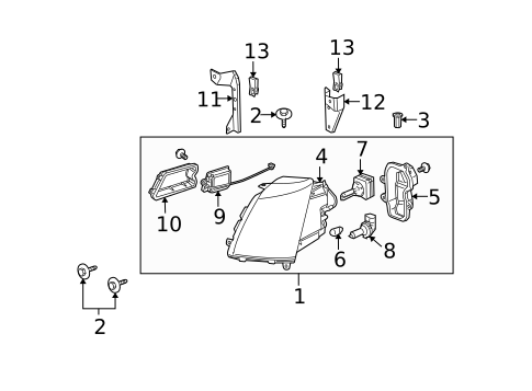 Headlamp Components for 2009 Cadillac STS #1