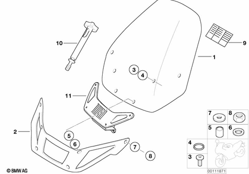Motorcycle Trim Section, Windshield for 2002 BMW-Motorrad R 1150 RS #6
