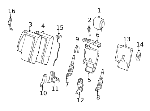 Rear Seat Components for 2014 Chevrolet Equinox #1
