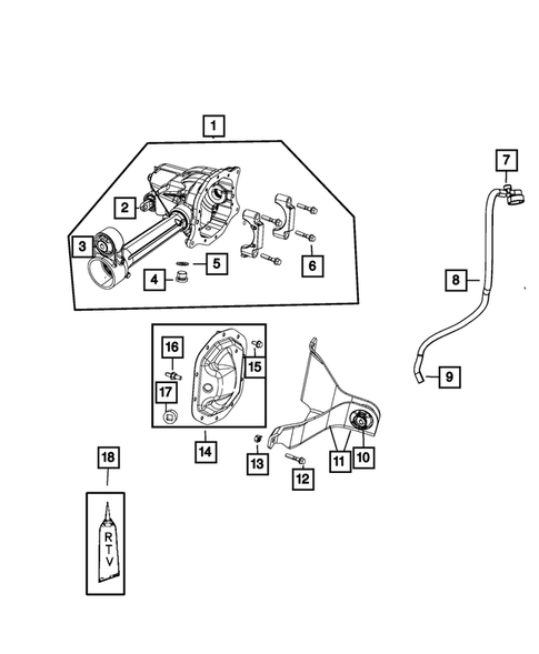 Front Axle; Housing, Differential and Vent for 2010 Jeep Liberty #1