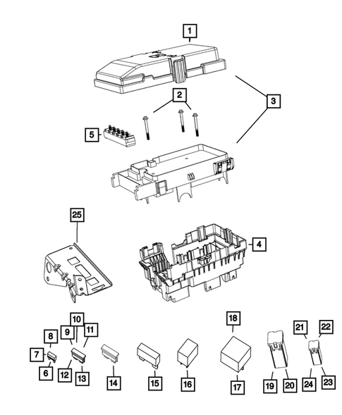 Power Distribution Center, Fuse Block, Junction Block, Relays and Fuses for 2016 Jeep Cherokee #0