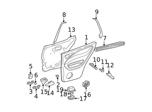Interior Trim - Rear Door for 1999 Mercedes-Benz ML 320 #0