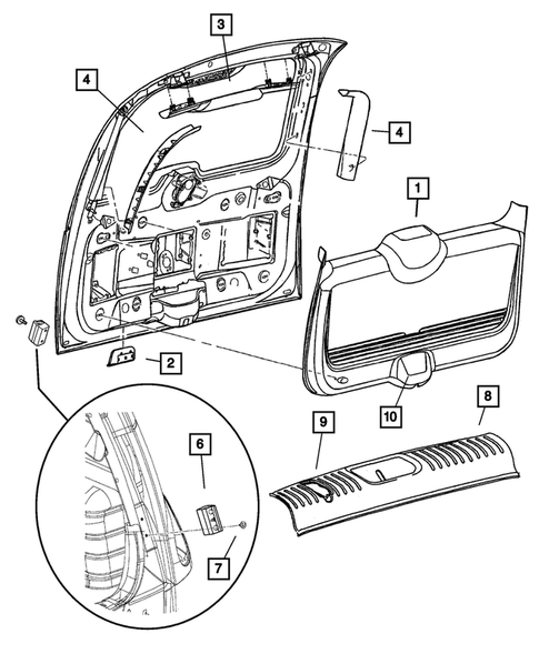 Garnissage du hayon pour 2007 Chrysler PT Cruiser #0