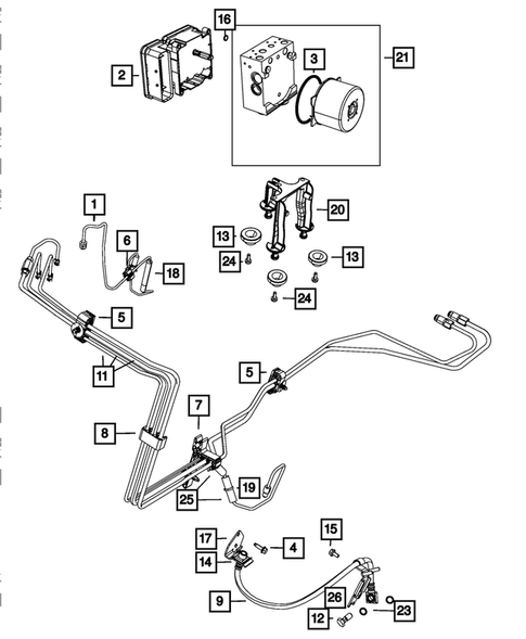Hydraulic Control Unit, Brake Tubes and Hoses for 2015 Dodge Challenger #0