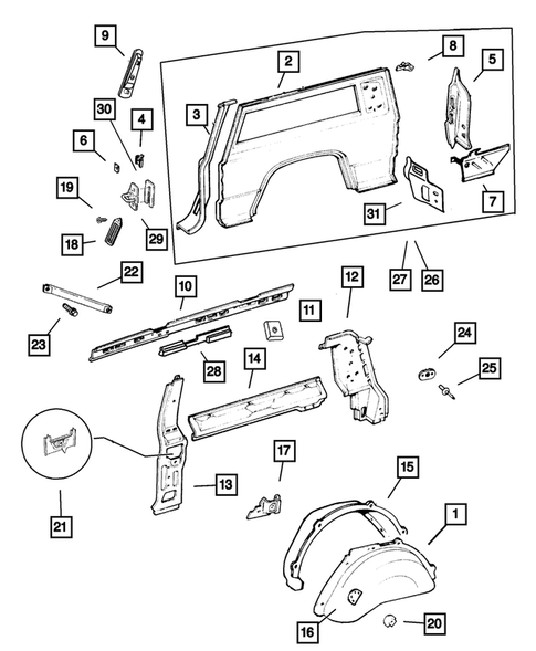 Quarter Panel and Pillar for 2001 Jeep Cherokee #0